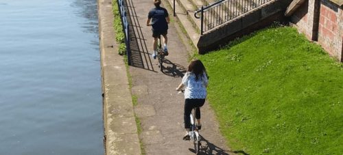 Cycling along a Leicester towpath