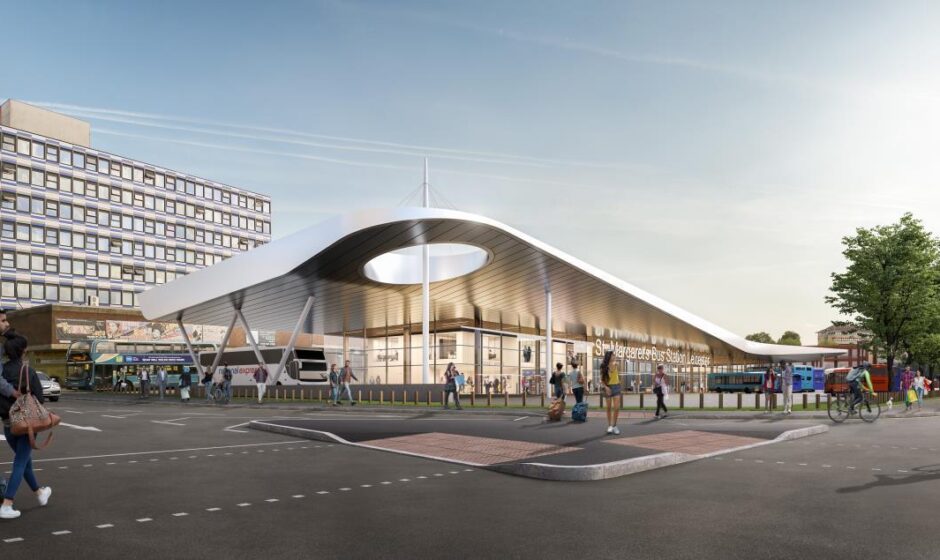 Artist's impression of the new bus station from Burley's Way.