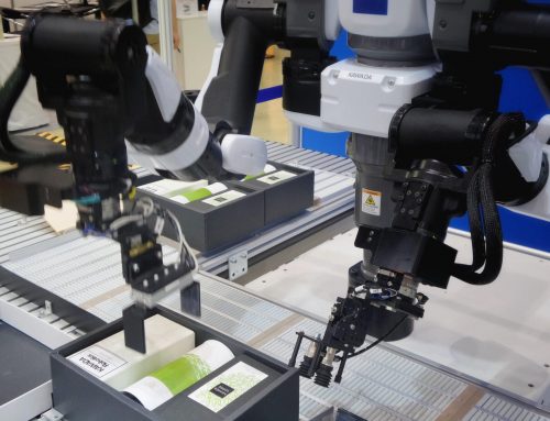 A robot arm on a factory production line