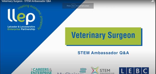 Veterinary Surgeon STEM ambassador title screen